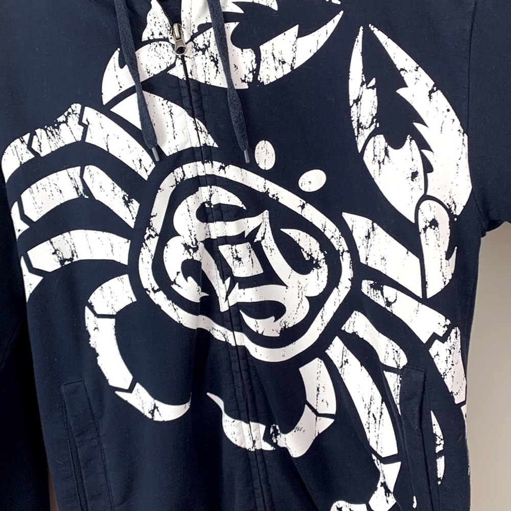MauiBuilt Navy Blue Hoodie with White Crab Graphic